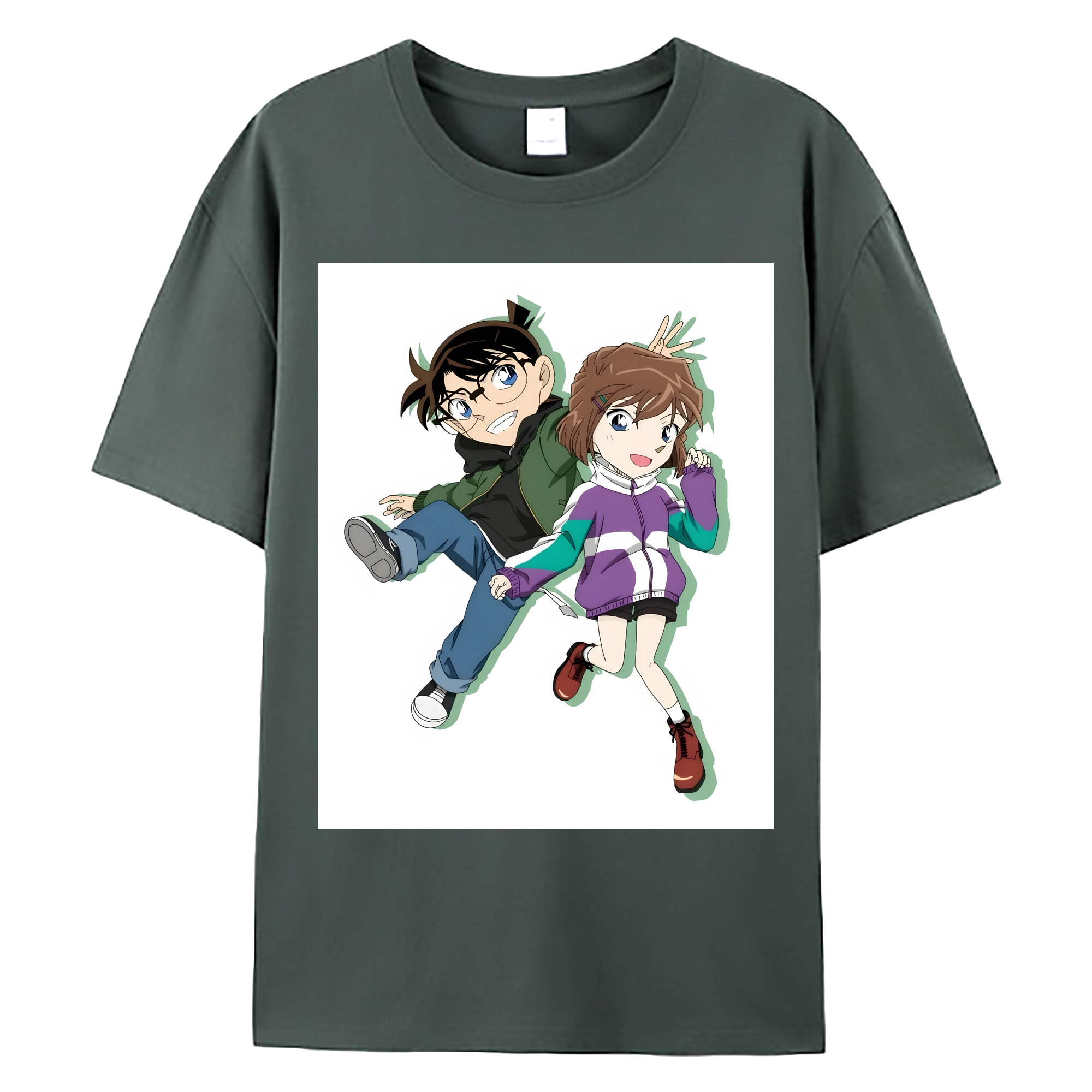 （画像用） 名探偵コナン 灰原 哀 はいばら あい Detective Conan Anita Hailey、Vi Graythorn Haibara Ai 綿100％ メンズ半袖Tシャツ｜肌触りやわらか＆通気性